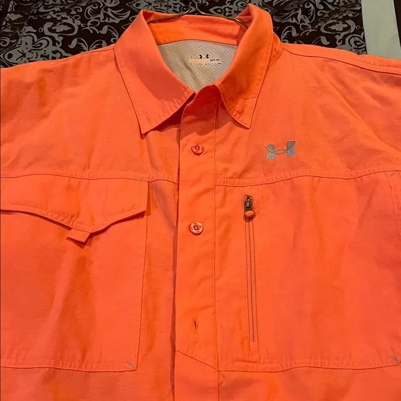 Under Armour Men's Vibrant Orange Button Down Shirt - Picture 5 of 9